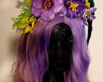 Papageienkopf, Papageienstirnband, Tiki-Raum, Tiki-Bar, Tiki Luau, Tiki-Stirnband, Hibiskusblume