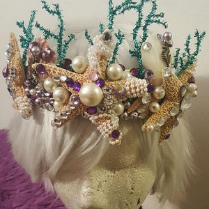 Mermaid crown, Mermaid, Mermaid headband, Seahorse, Rhinestone, Ariel, Tiki, Starfish crown, Sealife, Ocean, Nautical