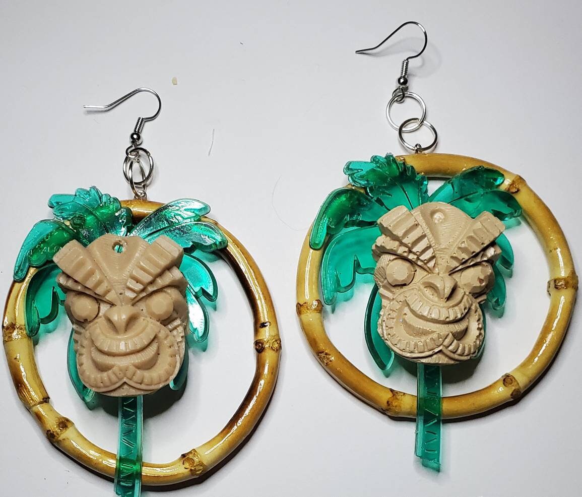 Tiki Tiki Earrings Tiki Jewelry Tiki Oasis Tiki Bar Tiki Etsy Israel