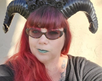 Demon horns, Black horns, Horn headress, Death metal, LARP, Cosplay, devil horns, Demon cosplay, Devil cosplay