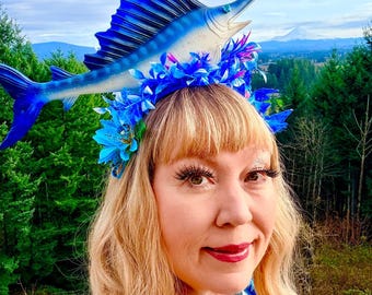 Sailfish, sailfish headband, sailfish fascinator, fush, Fish hat