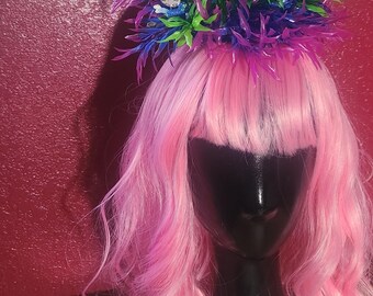 Fish hat, large fish hat, rhinestone hat, tiki oasis, tiki, pinup, sealife