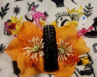 Orange tiki flower, Flamingo flower, tiki flower, tiki clip, tiki, Orange clip