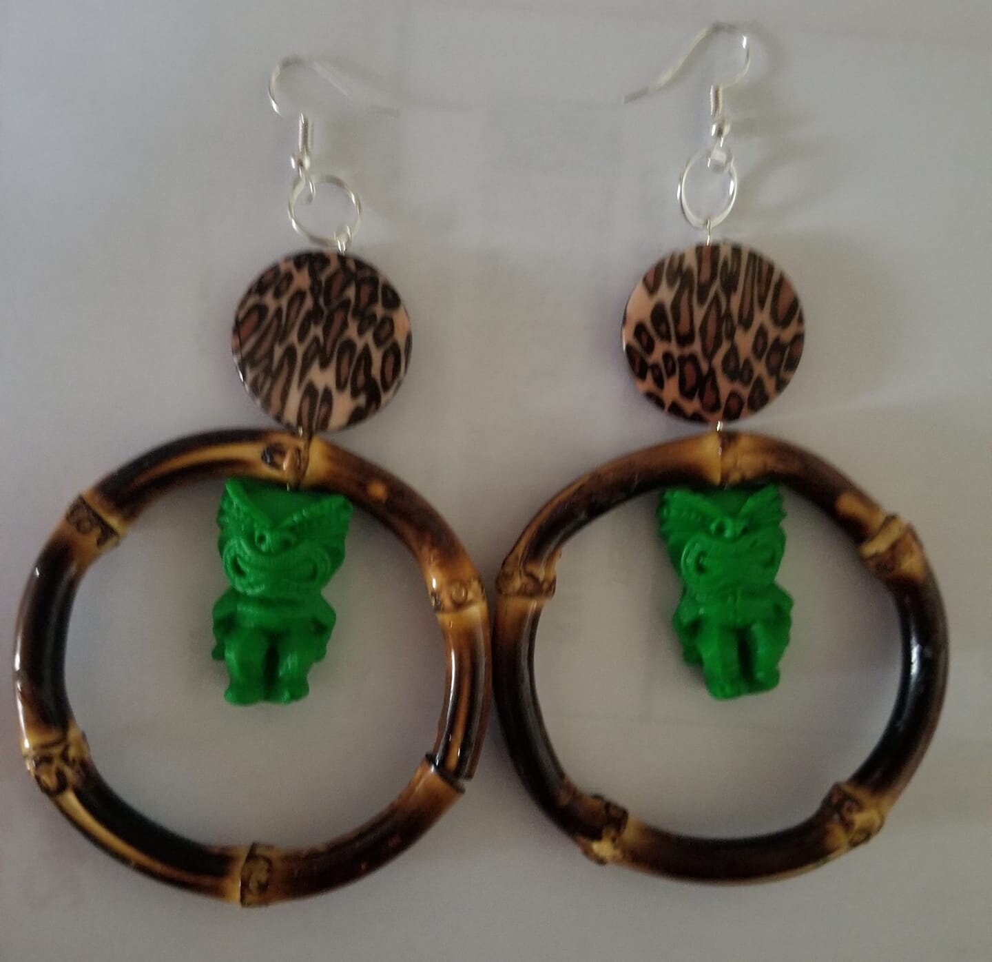 Humongous Tiki Flower Earrings (Green)