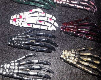 Skeleton hands, skeleton clip, black skeleton, glitter zombie, glitter, zombie hands, glitter barrette, Horror, Horror clip, Zombie Barrette