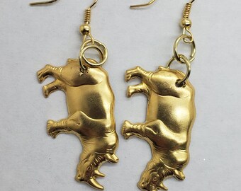 Rhino earrings, Rhinosauruas earrings, Rhino jewelry, Safari earrings, Rhino charm, Zoo animal