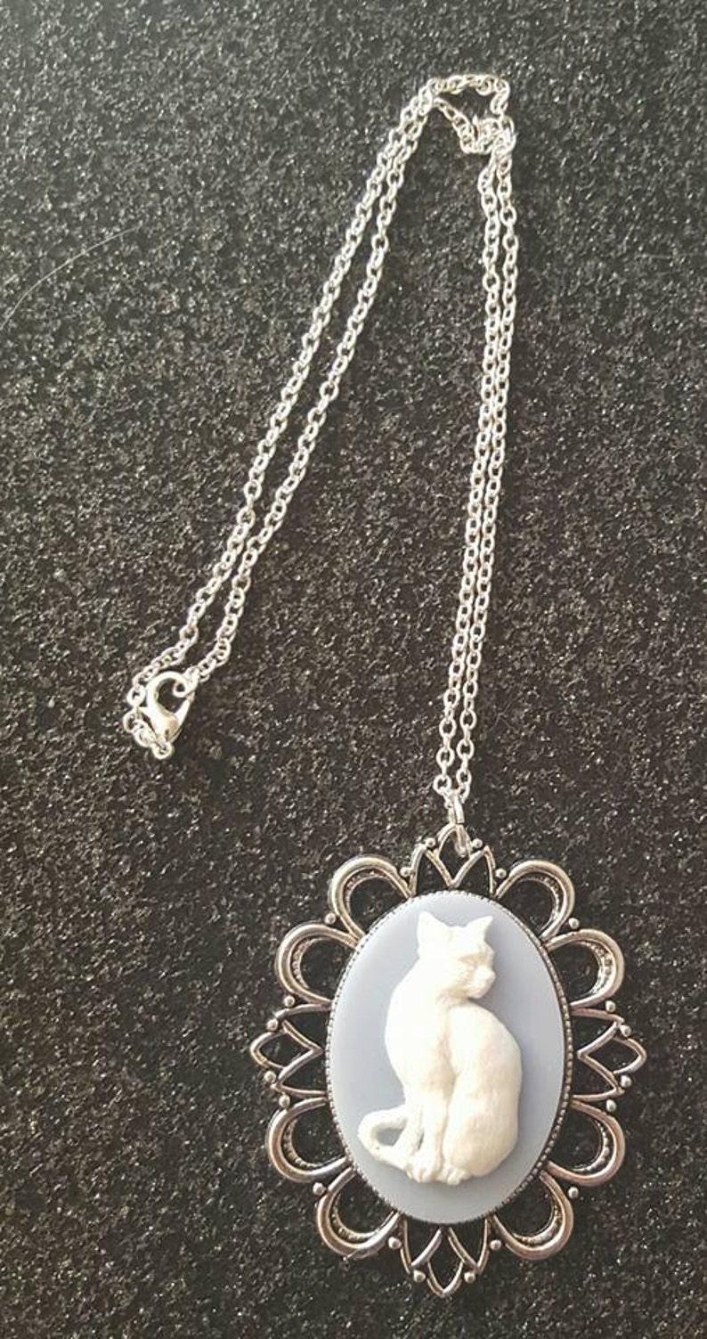 Cat Cat Cameo Cat Necklace Cat Necklace Ready to Ship Etsy