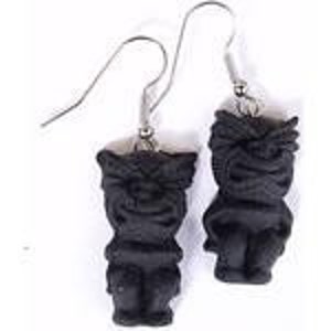 Black tiki earrings, black tiki, black tiki god, tiki wedding, tiki, nautical, tropical wedding, tiki oasis image 1