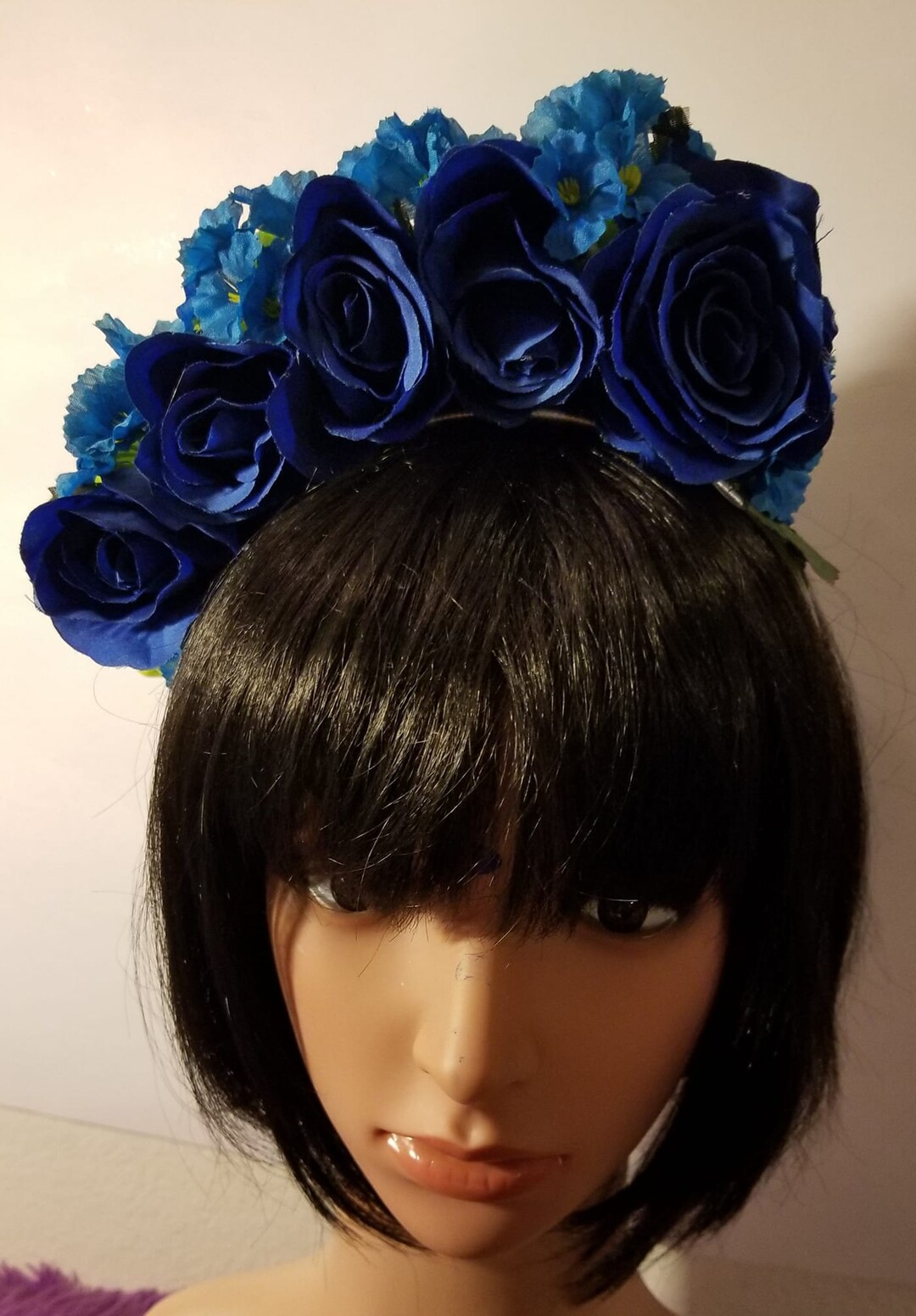 Blue Rose Crown, Floral Crown, Flower Crown, Green Crown, Double Sided ...