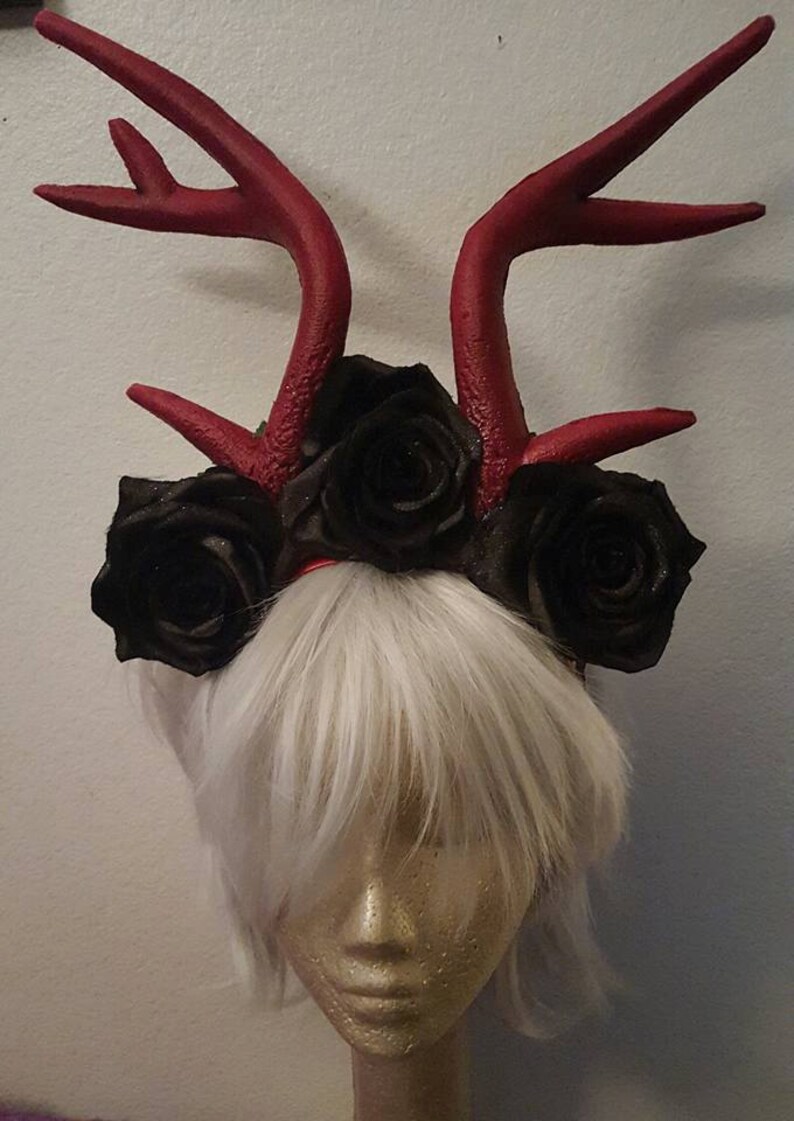 Antler, Headdress, Flower crown, Rose crown, Pinup, Retro, Christmas, Antlers, Faux antlers image 1