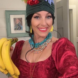 Carmen Miranda, fruit turban, faux fruit, turban, fruit, banana, pineapple, pinup