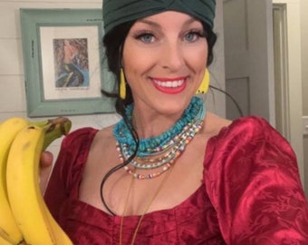 Carmen Miranda, fruit turban, faux fruit, turban, fruit, banana, pineapple, pinup