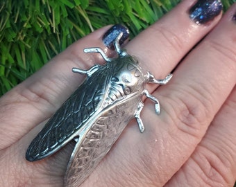 Cicada, Cicada ring, Cicada jewelry, insect ring, horror