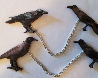 Crow, Crow sweater clips, Crow brooch, Crow jewelry, Crow pins, Crow, Bird, Bird jewelry, Halloween