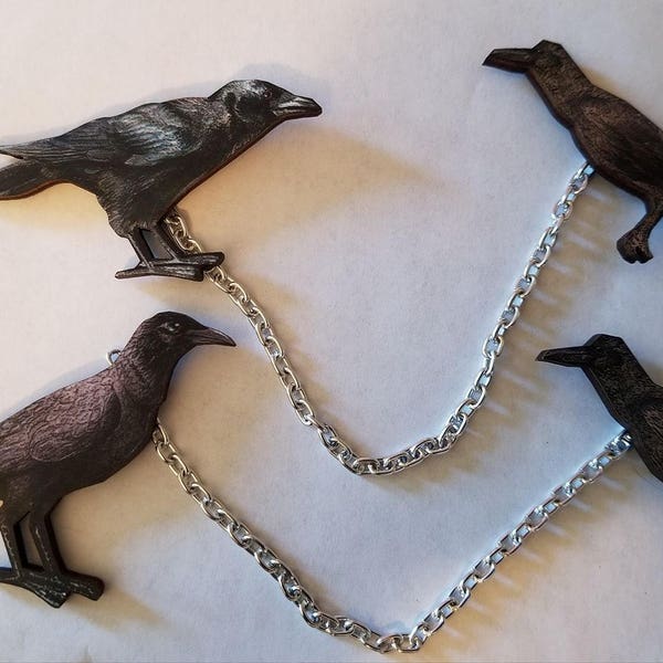 Crow, Crow sweater clips, Crow brooch, Crow jewelry, Crow pins, Crow, Bird, Bird jewelry, Halloween