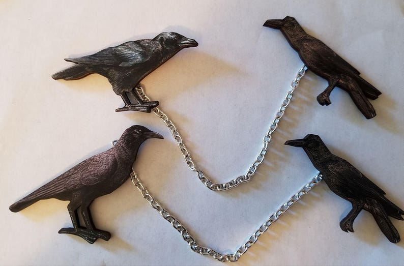 Crow, Crow sweater clips, Crow brooch, Crow jewelry, Crow pins, Crow, Bird, Bird jewelry, Halloween zdjęcie 1