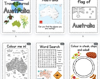 AUSTRALIA Kids Travel Journal Bundle & Activity Book - Caravan Diary - Instant DIGITAL Download - PDF Printable - Kids Activities