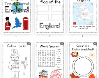 ENGLAND Kids Travel Journal Bundle & Activity Book - Holiday Diary - Instant DIGITAL Download - PDF Printable - Kids Activities