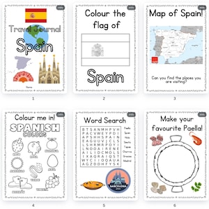 SPAIN Kids Travel Journal Bundle & Activity Book - Holiday Diary - Instant DIGITAL Download - PDF Printable - Kids Activities