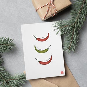 Merry Xmas Hottie - Chili Festive Foody Greeting Card | Food Pun, Punny Greetings Card, Southeast Asian, Food Culture