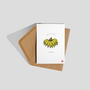 Thanks a Bunch - Thank You Card | food pun, punny, greetings card, thank you, thanks, bunch of bananas, banana, fun, card