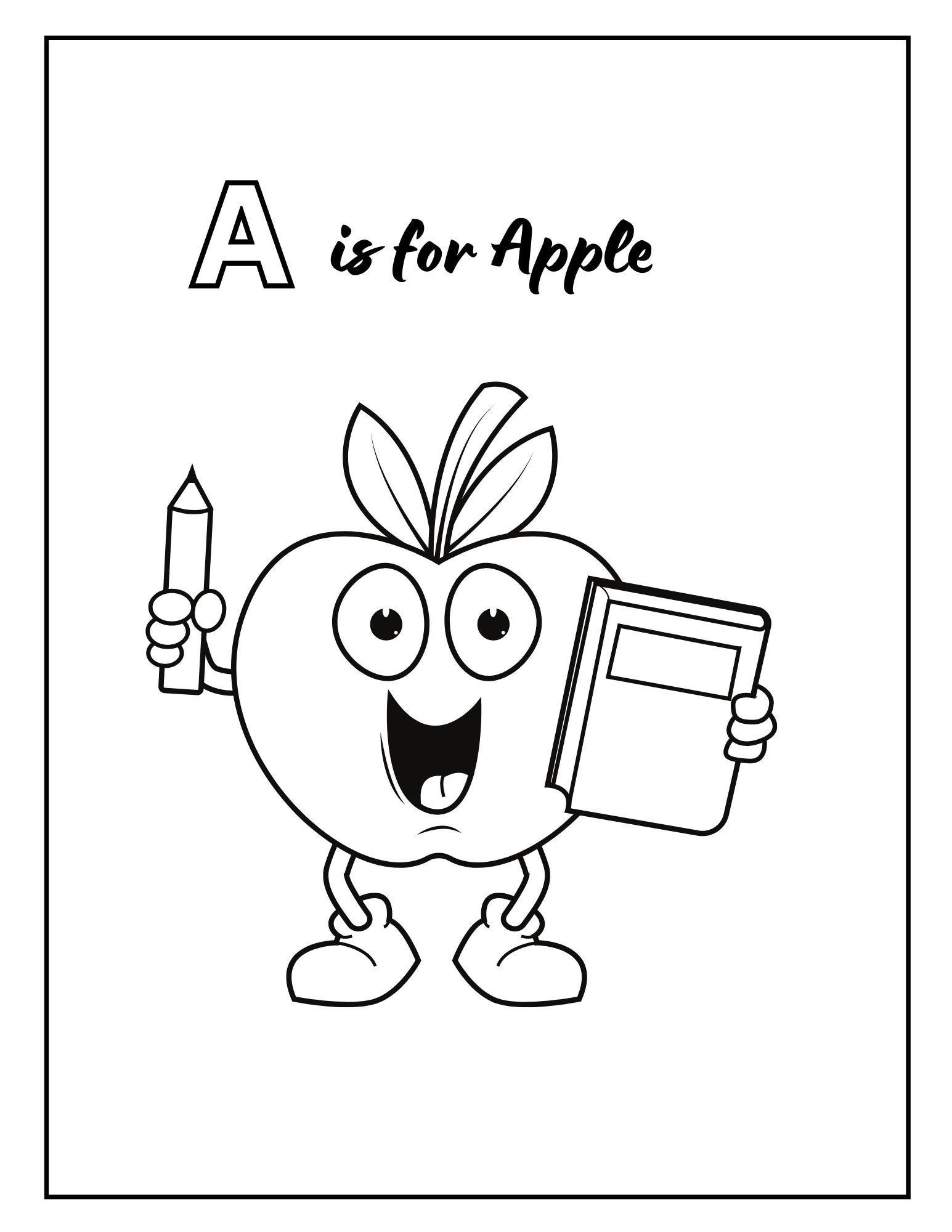  Alphabet Coloring Pages, ABC Coloring Pages, Kindergarten Coloring Illustration 