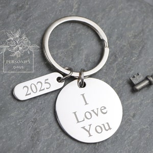 Coin Charm Keychain, Personalized Text Keychain, Engraved Keychain, Birthday Gift Gift for Him/her, Message Engrave Keychain, Christmas Gift