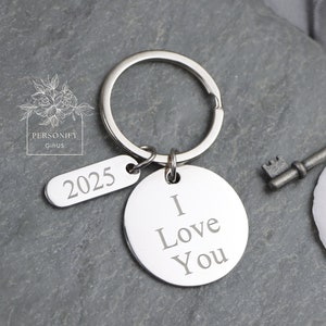Coin Charm Keychain, Engraving Text Keychain, Customized Keychain, Gift for Him/her, Christmas Gifts, Birthday Gift, Memorial Keychain, Gift