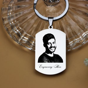Photo Customized Keychain, Silver Keychain, Text Engrave keychain, Gift for Him/her, Birthday Gifts, Gifts for Friend, Personalized Keychain