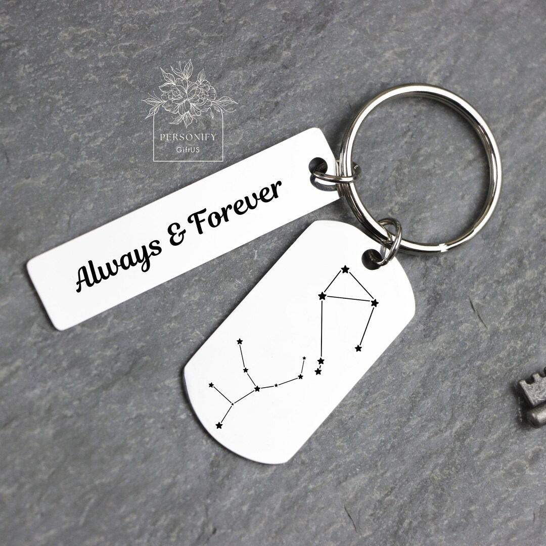 Silver Charm Keychain, Zodiac Sign Keychain, Customized Keychain ...