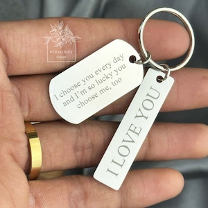 Personalized Keychain, Custom Engraving Keychain, Custom Engraved Stainless Steel Keychain, Gift for Dad, Brother, Grandpa, Stepfather