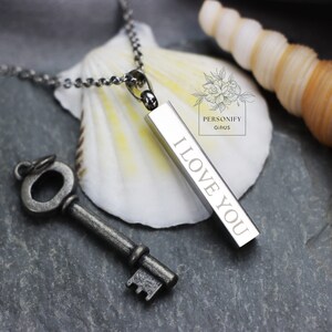 Bar Pendant Necklace, Engraved Necklace, Customized Necklace, Personalized Bar Necklace, Gift for Him/her, Birthday Gifts, Gift for Friends