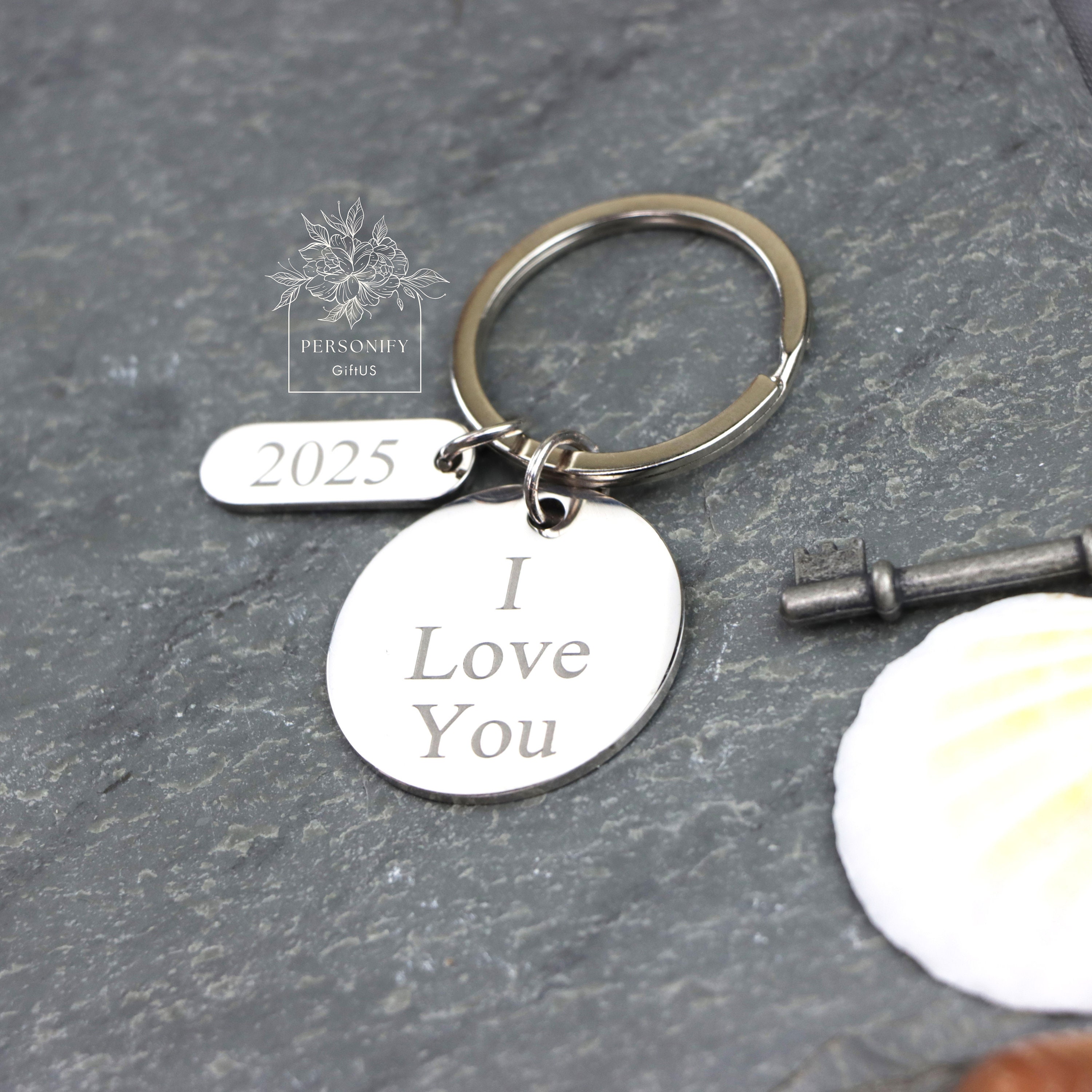 Customized Keychain, Engraving Keychain, Silver Keychain, Gift for Him ...