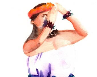 Hula Girl, Hula art print, Hula Decor,Hula Wall Art, Hawaiian Painting, Hula Watercolor Prints, Hawaii art, Hawaiian art, Merrie Monarch