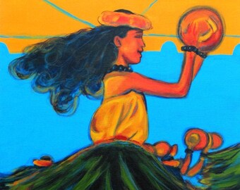 Hula Girls, Hula Art, Hula Paintings, Hula print, Hawaiian Paintings, Hawaii art, Hawaiian art, Kauai art, Hawaii print, Aloha art