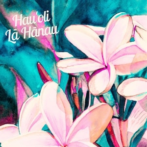 Cartão de aniversário havaiano, PDF imprimível 5x7, Plumeria retrô, Hauoli La Hanau, Saudação havaiana, Download instantâneo