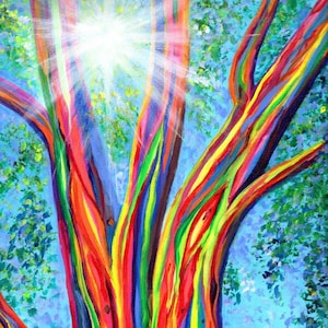 Rainbow Tree of Life, Hawaii Giclee Print, Rainbow Eucalyptus Tree, Hawaiian Art, Kauai Artist, Hawaii Decor, Eucalyptus deglupta, maui oahu