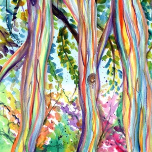 Rainbow Eucalyptus Tree, Forest, Colorful Tree, Hawaiian Trees, Kauai Art, Hawaii Wall Decor, Hawaii Paintings, Tropical Wall Art