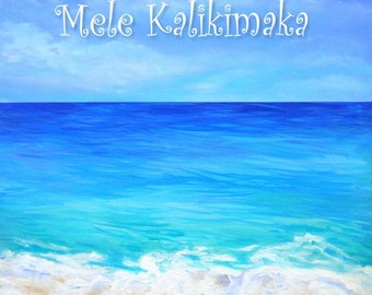 Hawaii Christmas, Mele Kalikimaka, Hawaiian Christmas Card, Ocean Beach, Tropical Christmas, DIY Christmas Cards, PDF, Downloadable