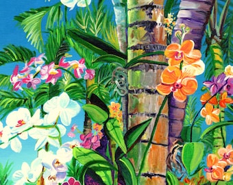 tropical cottage prints Hawaiian artwork hawaiian vacation art Kauai beach paintings hawaiiana art tropical beach hut Hawaii art
