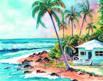 Hawaii seascape art painting Kauai Tropical oil painting Original Hawaii beach art by Larisa Bokareva