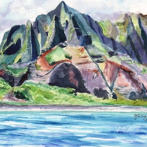 Kauai Na Pali Coast - Kauai Landscape print - Hawaiian Landscape Painting - Kauai Mountain Art - Hawaiian Art -  Hawaii Prints - Kauai Art