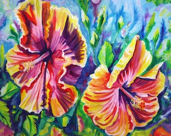 Tropical Hibiscus Giclee Print: Kauai Hawaii Wall Art