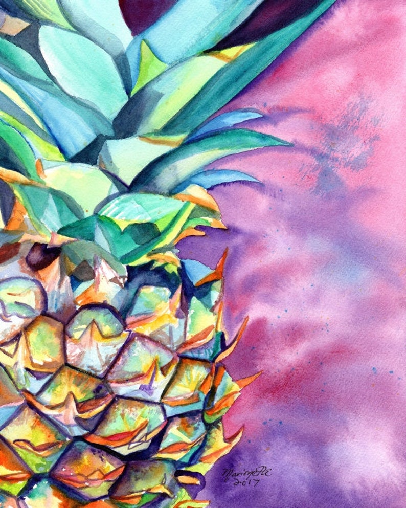 Pineapple Art Print Pineapples Hawaiian Pineapple Art Etsy