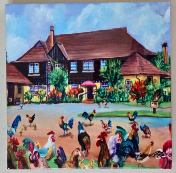 The Real Kilohana  Ceramic Tile, Kauai Hawaii Art by Marionette, Trivet