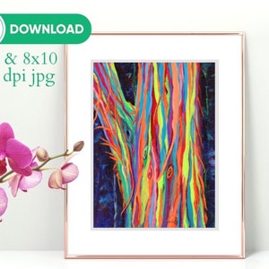 Rainbow Eucalyptus Tree, Digital Print jpg, Instant Download, Hawaiian, Tropical Tree, Hawaii Decor, 5x7 8x10, Kauai Oahu Maui