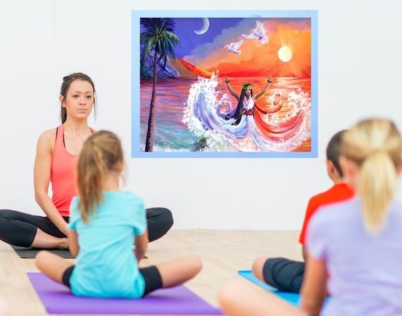 Large Art Print, Goddess of Intuition, 16x20 18x24 24x30, Hawaiian Art, Kauai Decor, Hawaii Prints, Sunset, Yoga Art, Divine Feminine