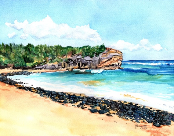 Shipwrecks Beach Kauai, Shipwreck beach, poipu beach kauai, kauai decor, Hawaiian seascape, Shipwreck's Kauai, Kauai Painting, Kauai Art