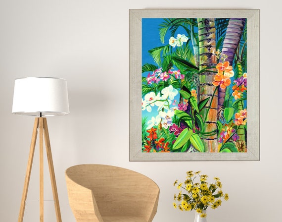 Tropical Orchids, Large Art Print, 16x20 18x24 24x30, Hawaiian Art, Kauai Decor, Hawaii Prints, Colorful Orchids, Exotic Flowers