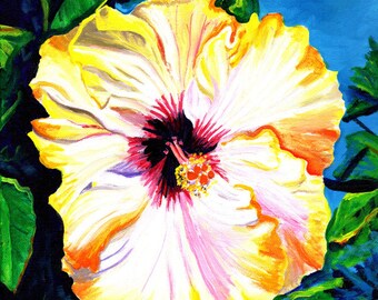 Yellow Hibiscus Art Print, Hibiscus Flower, Hibiscus plant